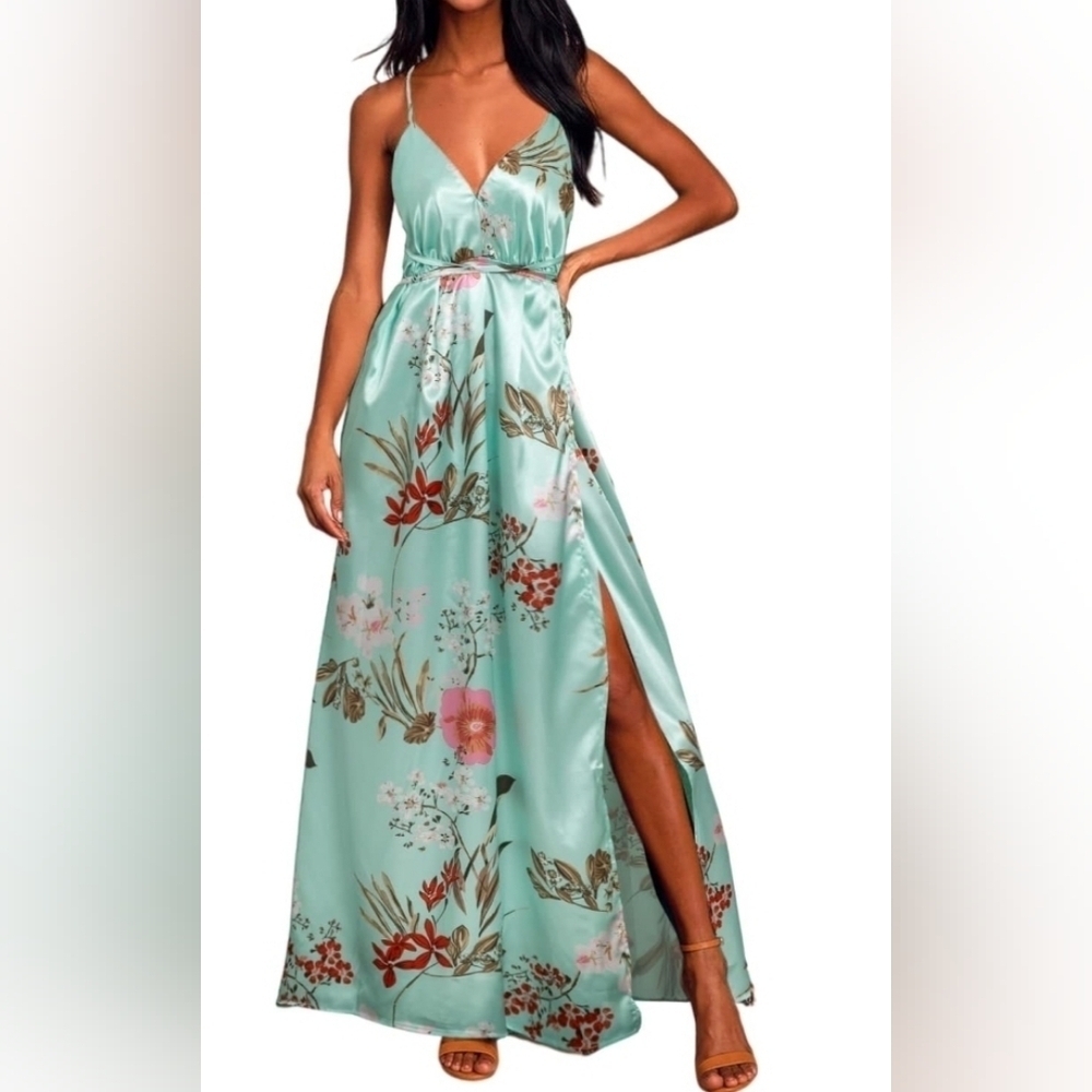 Simplee satin long dress - Picture 3 of 4